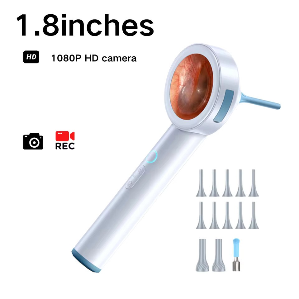 Smart Video Otoscope Camera with 1.8’’ Screen, 1080P Ear Scope with 6 LEDs